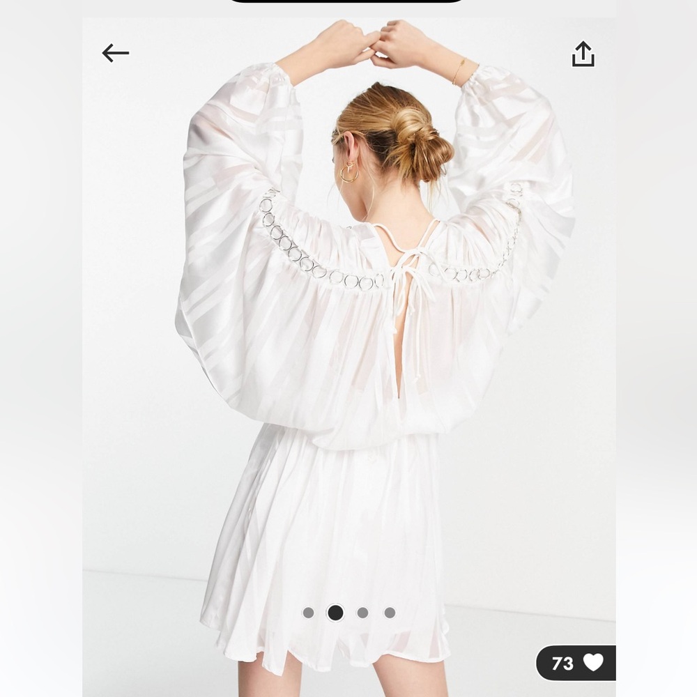 ASOS Design Satin Stripe Blouson Mini Dress - Picture 3 of 7